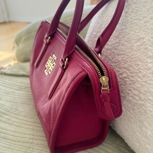Tory Burch Britten Small Leather Satchel Bag- Raspberry - Used
